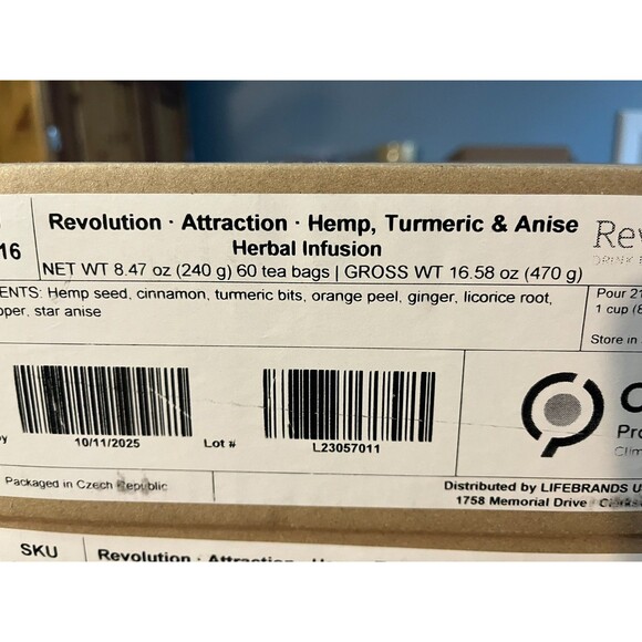 Revolution Attraction Tea Hemp, Turmeric & Anise Herbal Infusion 60 Sealed Bags - Picture 3 of 6